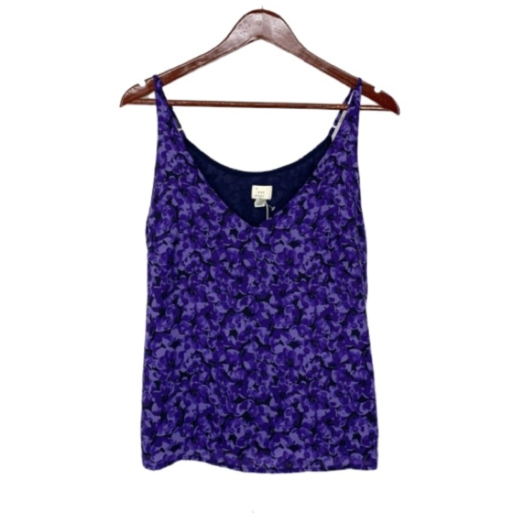 Leaving My Closet In December A New Day Dark Floral Purple V-Neck Dressy Tank